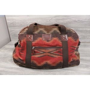 RARE PENDLETON Southwestern Aztec Blanket Wool Duffle Weekender Bag Wheels